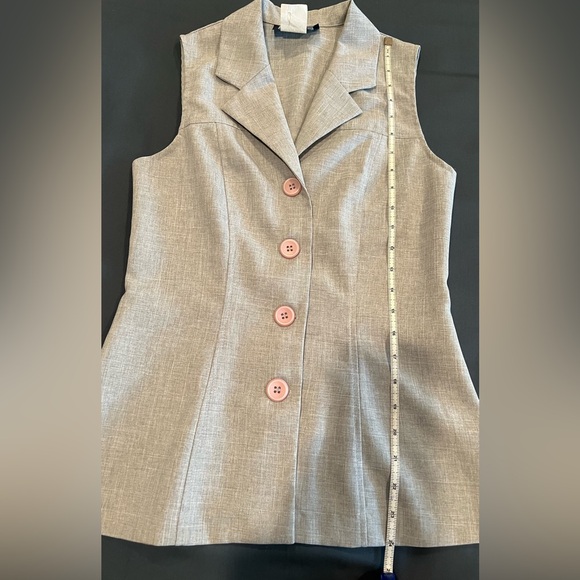 Vintage Gray Sleeveless Fitted Waistcoat Vest - Picture 12 of 15